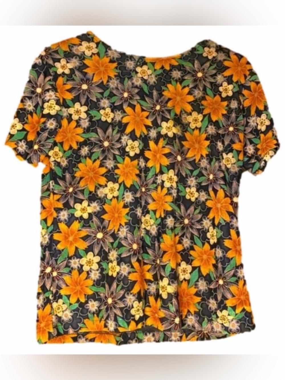 Frazier Lawrence Vintage 90s Velvet Cottagecore Burnout Floral Top-Size L